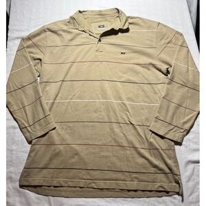 Daniels Shirt Mens XXL Brown Striped Long Sleeve Quarter Button Casual Collared